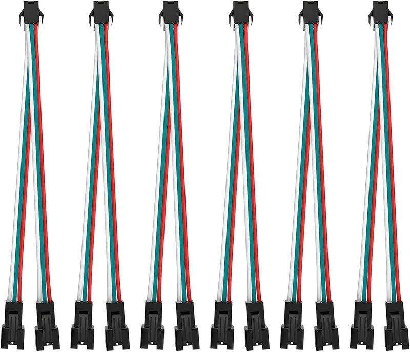 VISDOLL 8Pcs JST SM 3Pin 1 to 2 Connectors 22AWG Wire Female/Male LED Connector 15cm for WS2812B WS2811 WS2812 WS2814 SK6812 CCT LED Strip Light (3pin SM Splitter 1 to 2) - Image 1